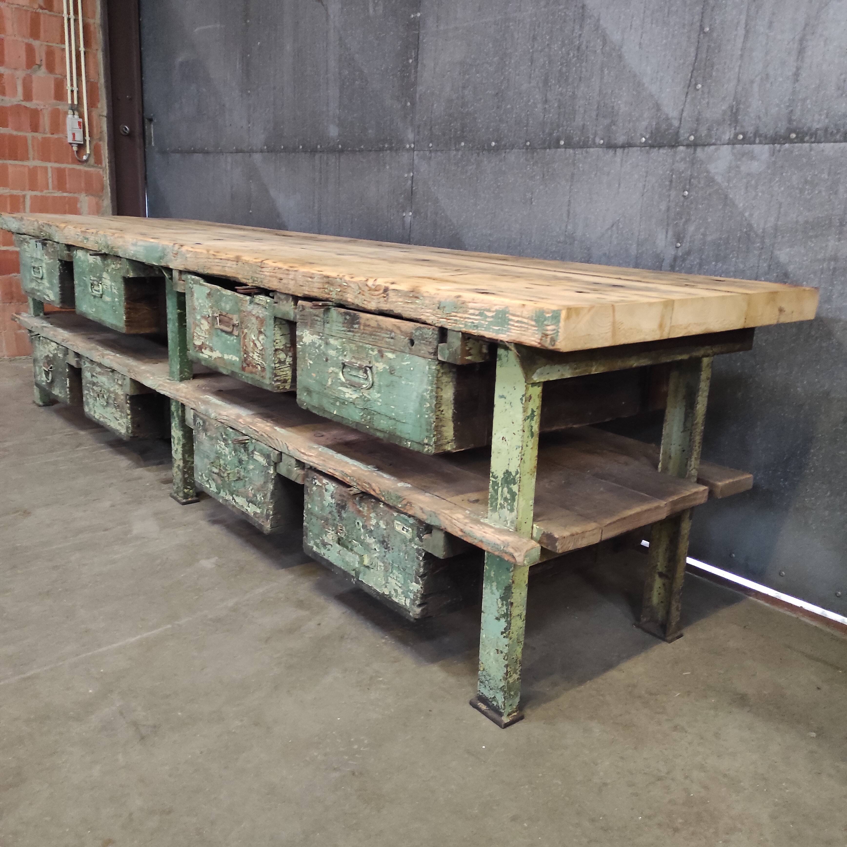 Industrial workbench – metal drawer cabinet with 8 drawers