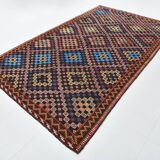 6X10 Bluw & Burgundy Handmade Vintage Kilim Rug, 181x295Cm