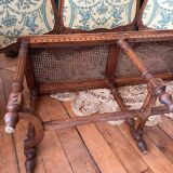 Piano bench seat in cane