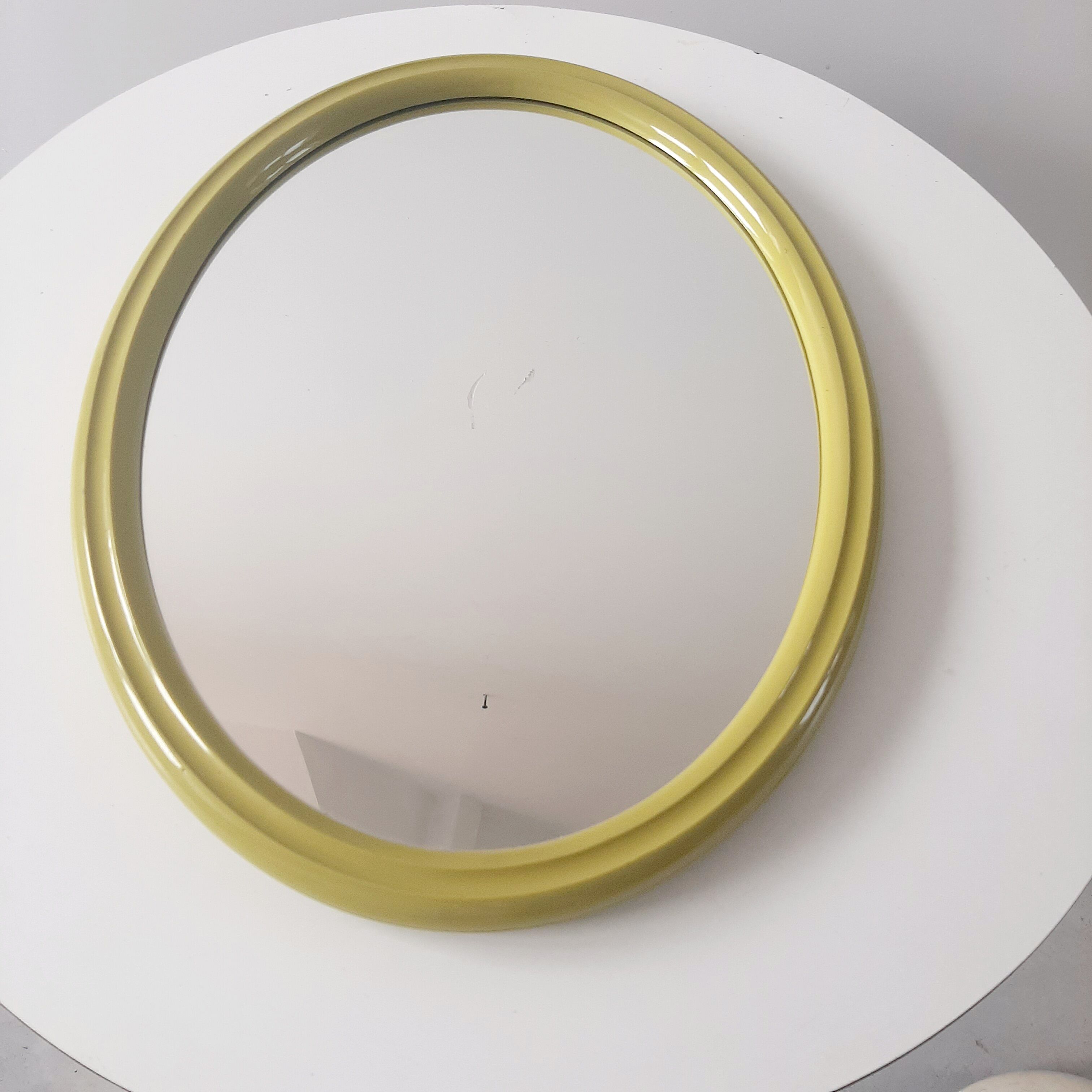 Vintage anise green oval mirror