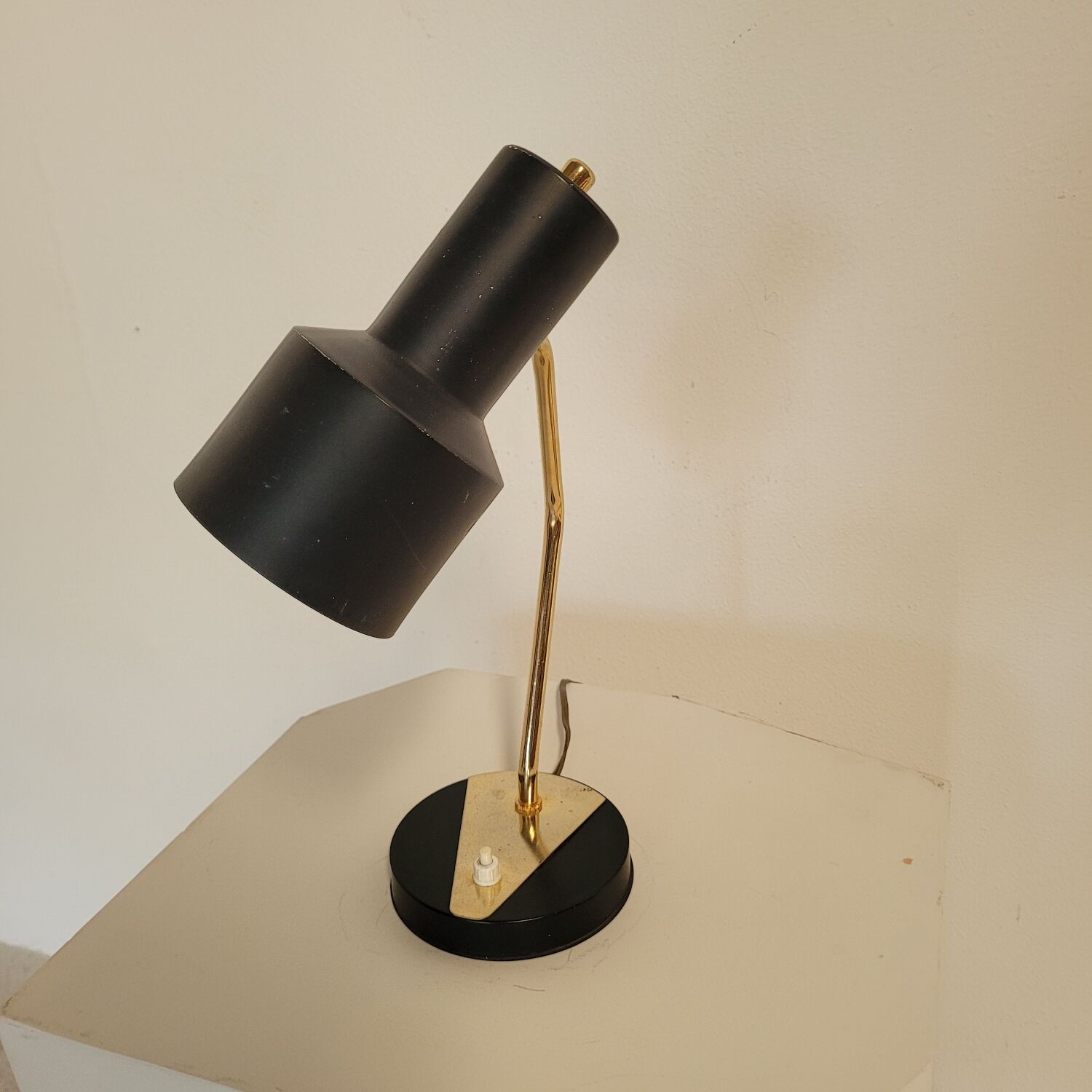 Vintage black and brass lamp from the 1970s