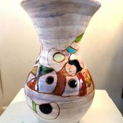 Vase à étranglement à décor abstrait polychrome années 60