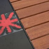 Vintage teak and ceramic coffee table 1960