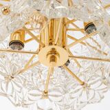 Chandelier in gilded brass and crystal glass, Germany, 1970s