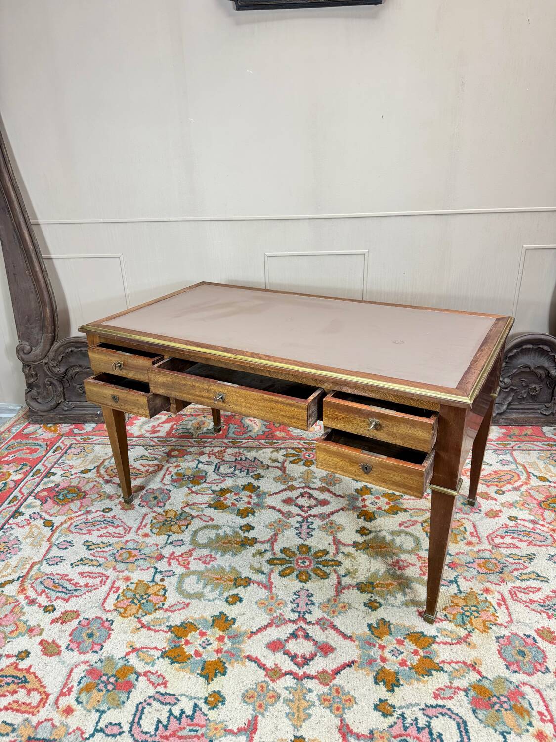 Bureau Plat Double Face En Acajou De Style Louis XVI XIX Eme Siècle