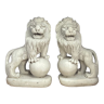 Pair of white marble lions