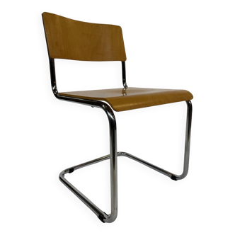 vintage dining room chair in wood and chrome 1970s