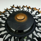 1960s SCONCE mid century sunburst brutalist black iron and copper colored