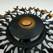 1960s SCONCE mid century sunburst brutalist black iron and copper colored