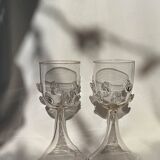 Pair of green wine goblets - dots