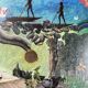 Very large surrealist collage framed by Alain Gaudet 1979