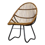 Rattan Lounge Chair by Uluv for Alan Fuchs, Czechoslovakia, 1960s