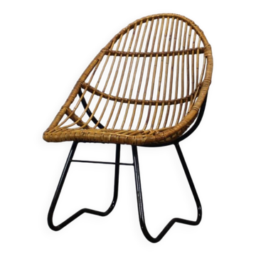 Fauteuil en rotin par Uluv pour Alan Fuchs, Tchécoslovaquie, années 1960