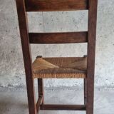 Set of 4 brutalist straw chairs