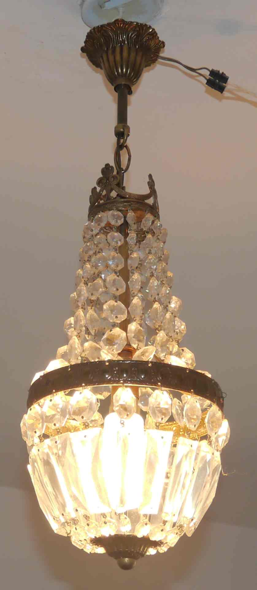 Suspension chandelier with metal and glass grapevines manufactured 60's / 70's