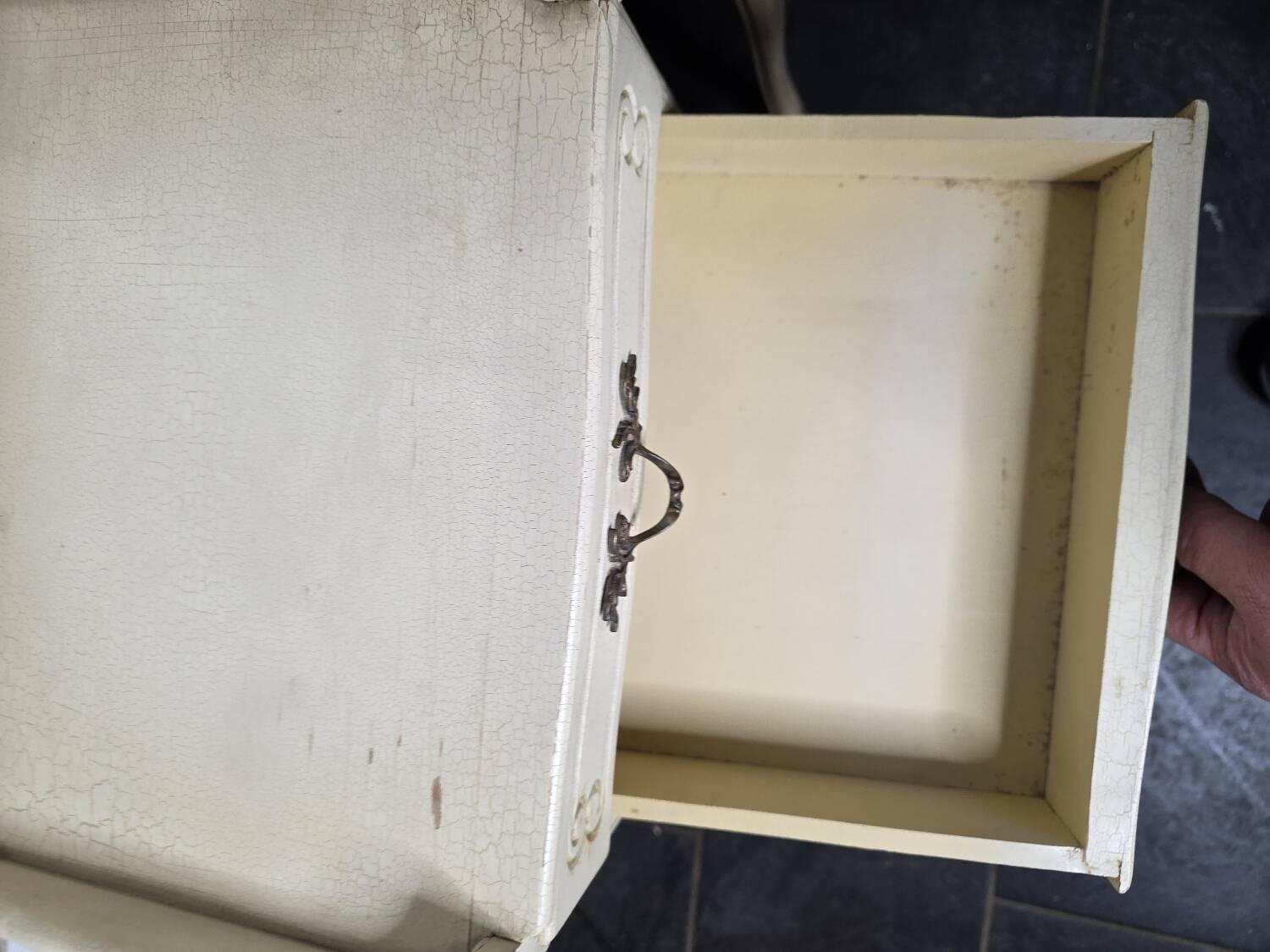 Pair of Louis XV style bedside tables with patina
