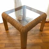 Vintage 80s limewashed gadroon coffee table