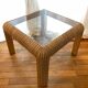 Table basse godrons cérusée 80 vintage