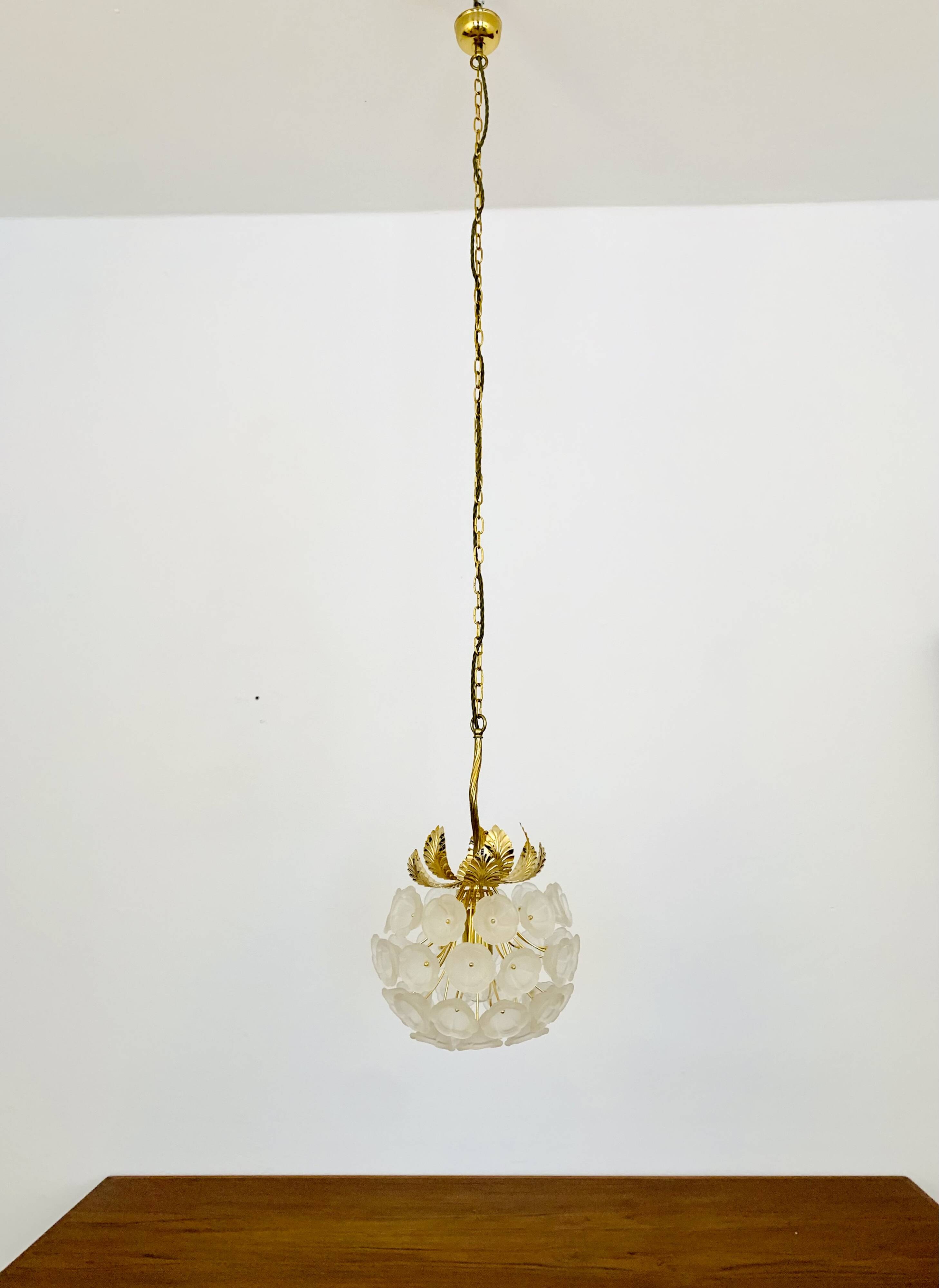 Floral Crystal Glass Chandelier by Ernst Palme
