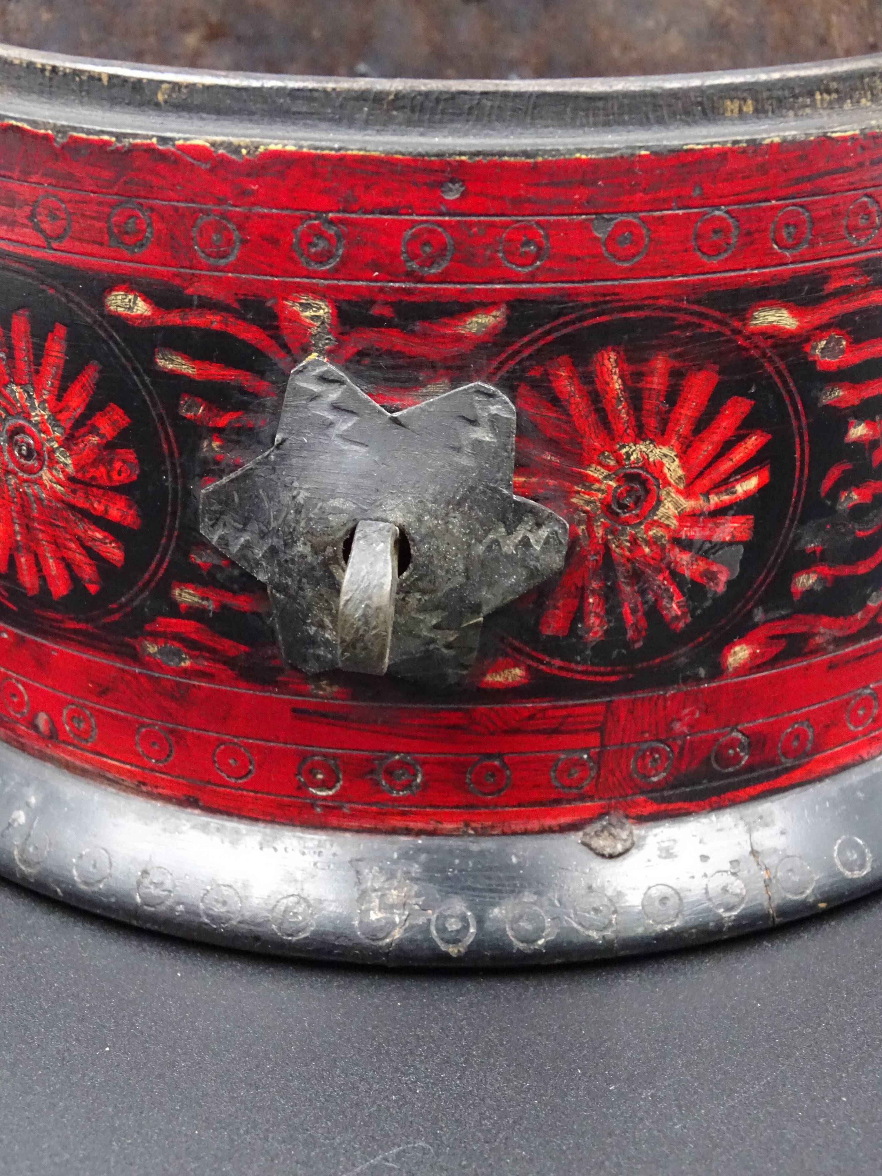 Wooden chapati box and fittings from India