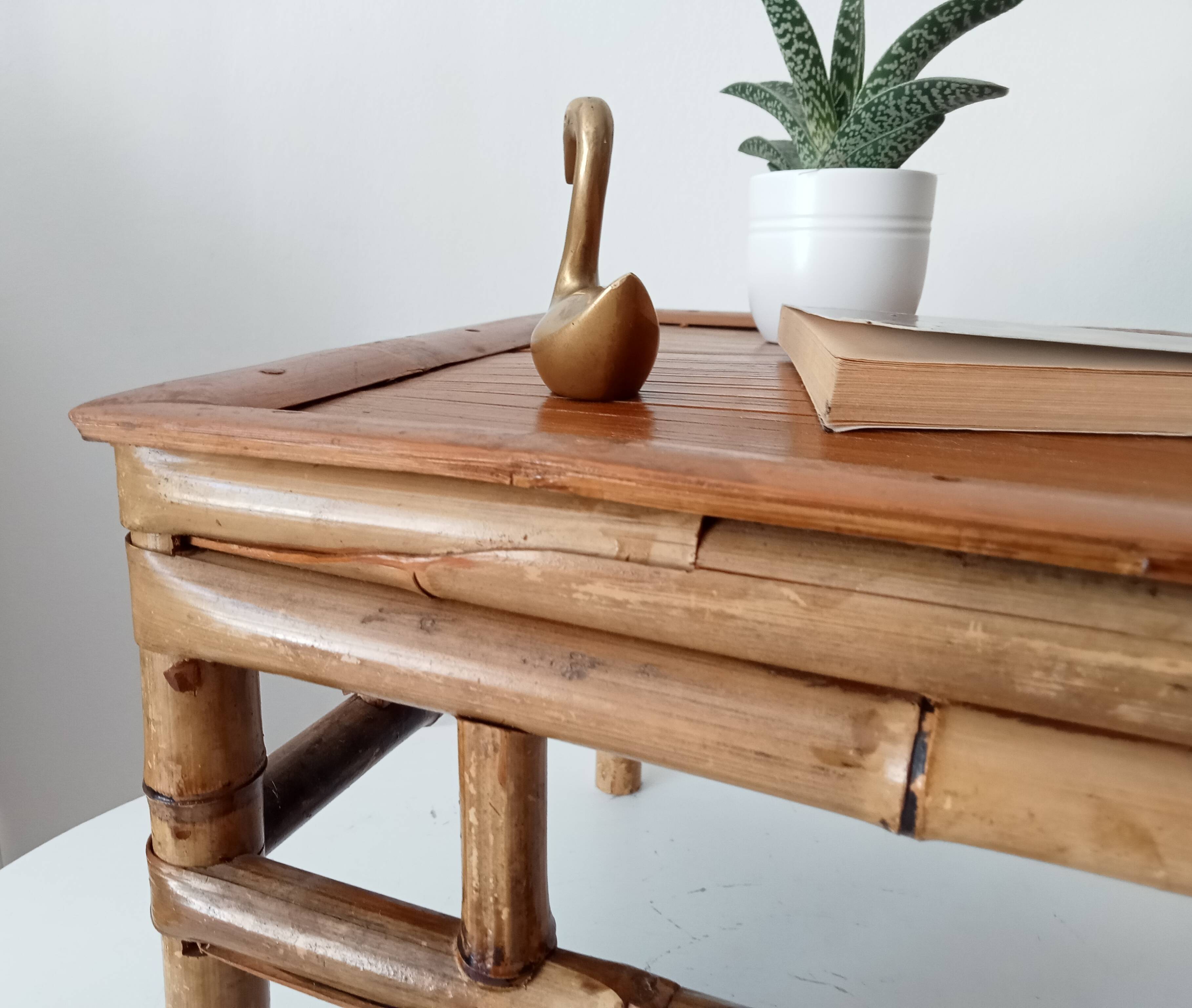 Vintage bamboo bedside table from the 70s.