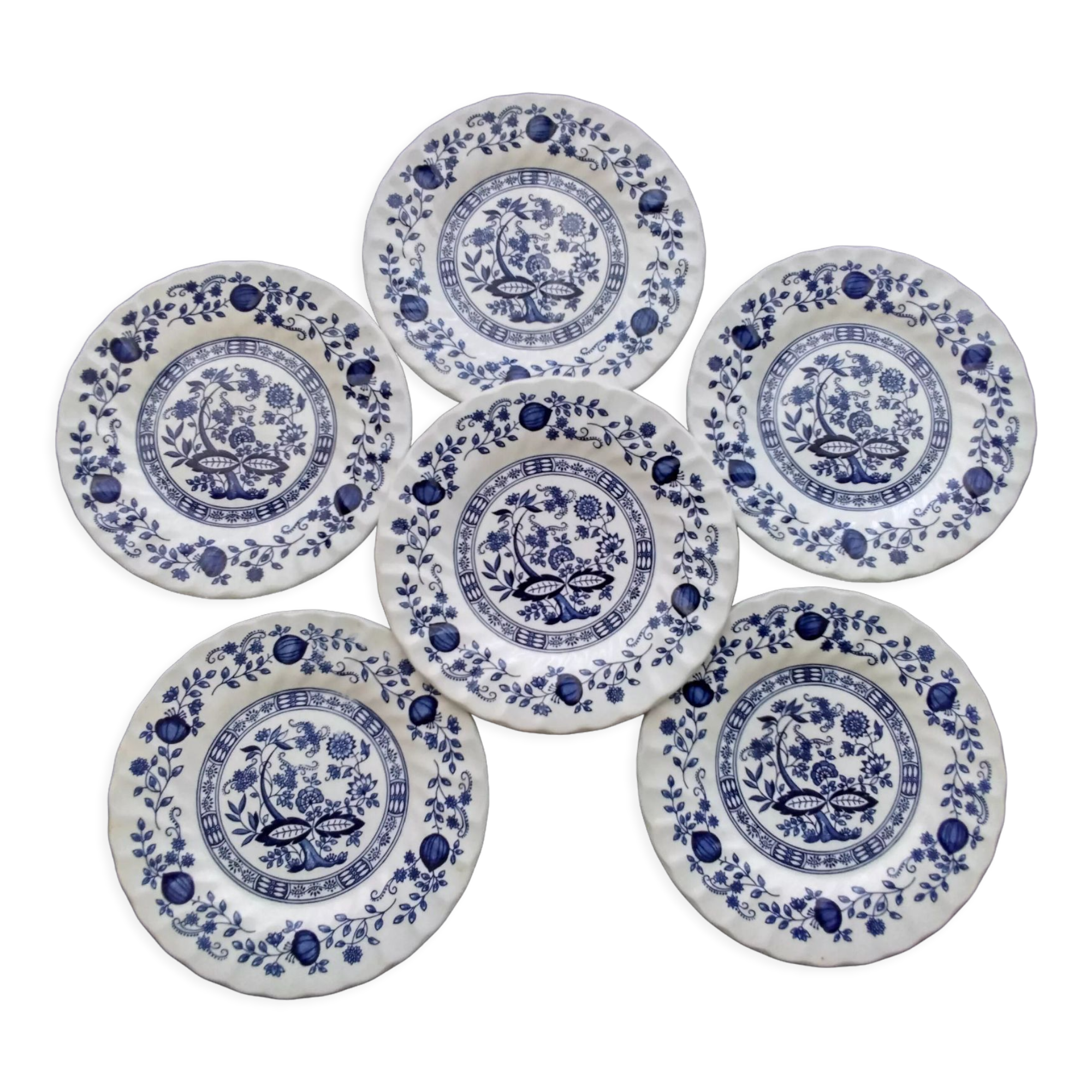 Set of 6 Crown Clarence English porcelain dessert plates