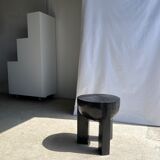 Monoxyl sofa end in black mango tree tripod half-sphere tray h:45 d:44