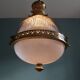 Holophane pendant lamp in prismatic glass and brass, 1920s-30s