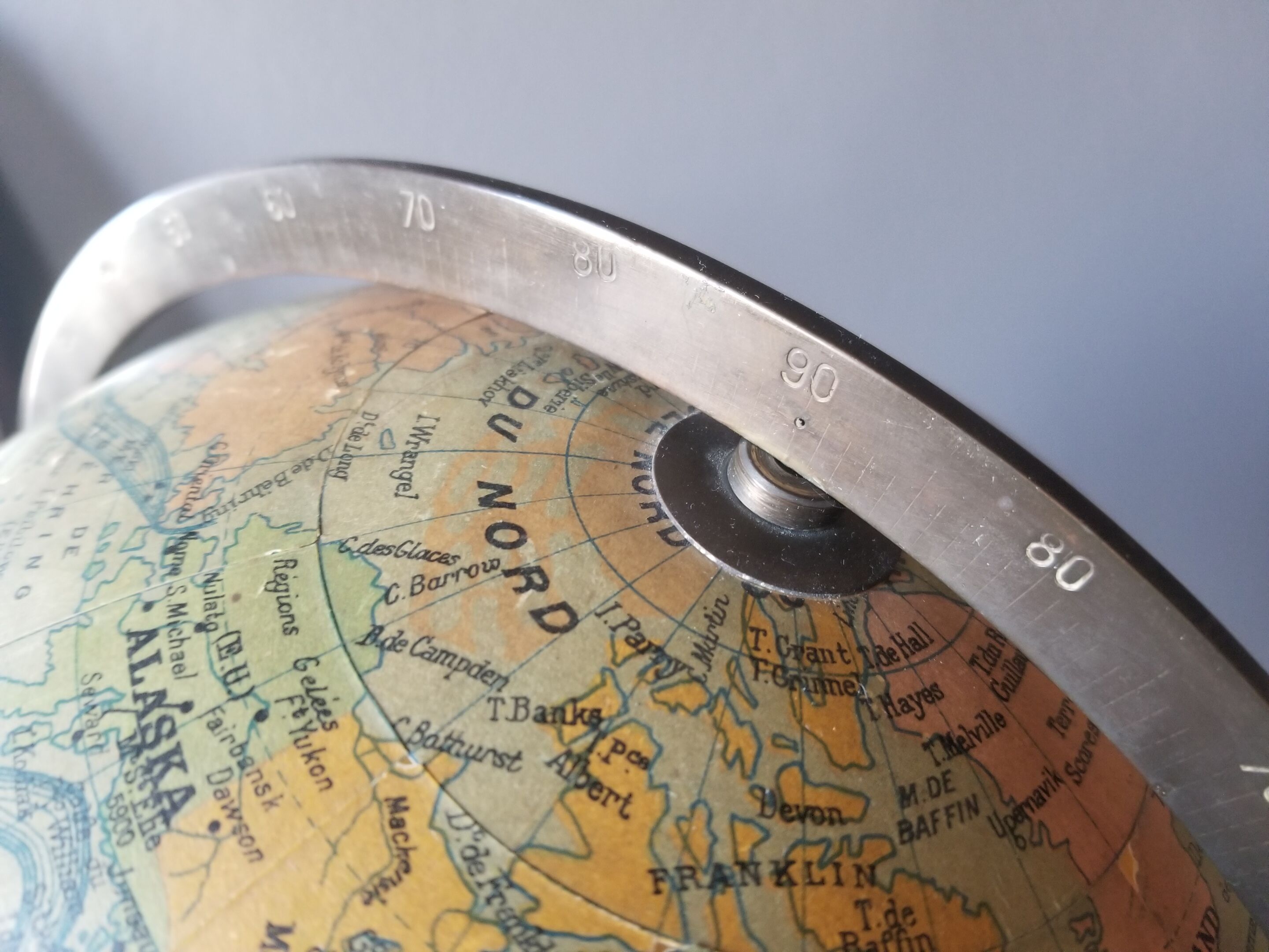 Ancient Light Earth Globe by Girard, Barrère and Thomas