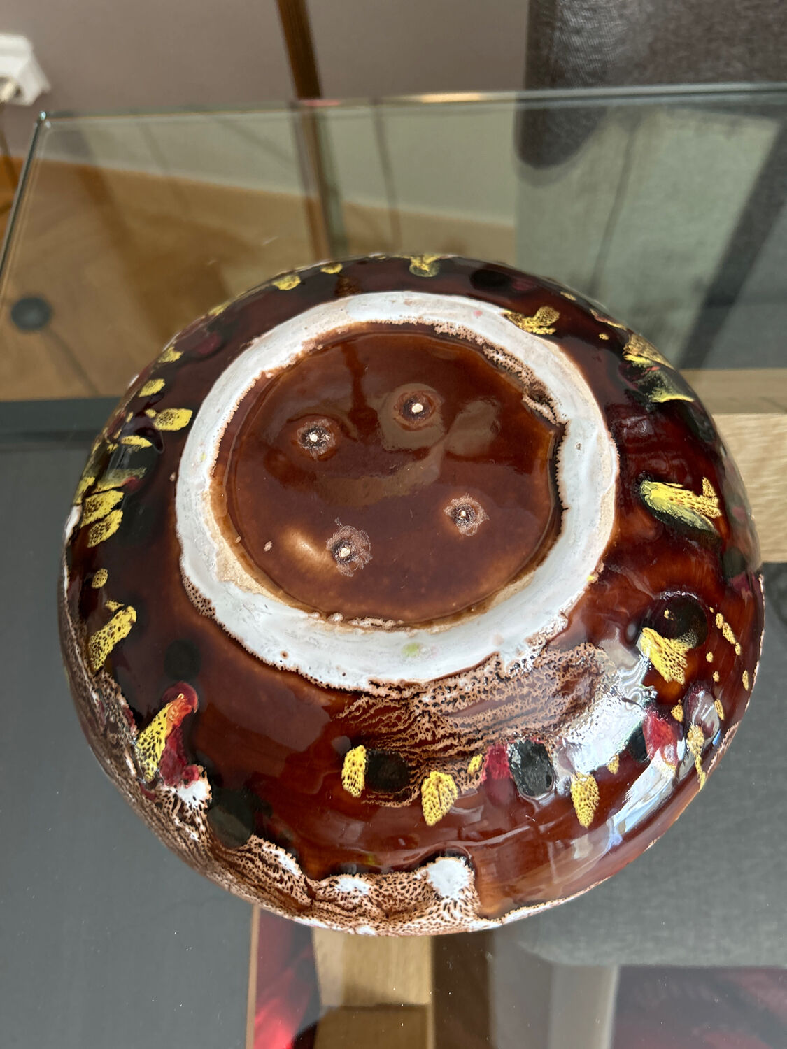 Glazed ceramic salad bowl