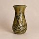 Khaki stoneware vase, wabi-sabi style, brutalist vintage ceramics.