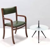 Table d'appoint tripode en hêtre et verre dans le style de Cesare Lacca, Italie, années 1980
