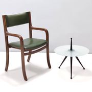 Tripod Beech and Glass Side Table in the Style of Cesare Lacca, Italy, 1980s