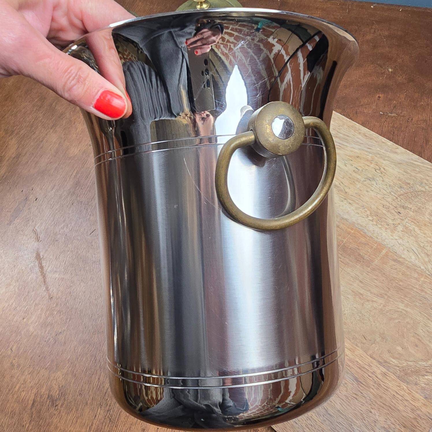 Jean Couzon champagne bucket in 18/10 stainless steel – France