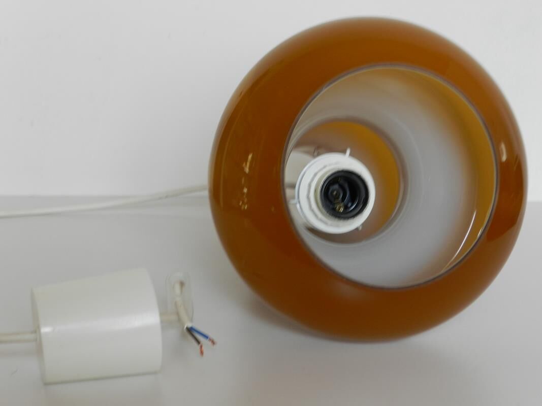 Amber and white opaline hanging inside (1970)