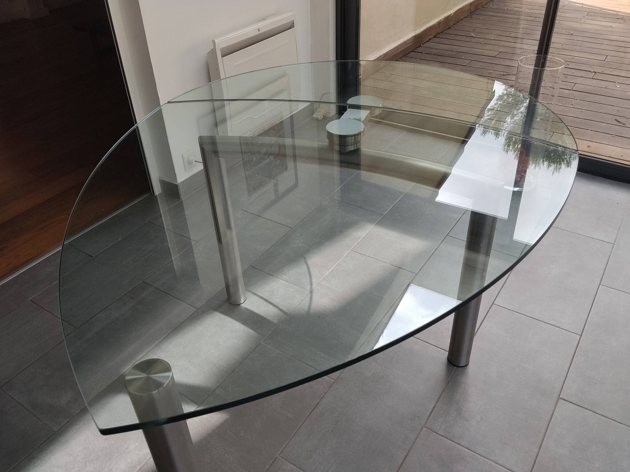 Extendable glass table for 6/8 people Policheto Hoccia
