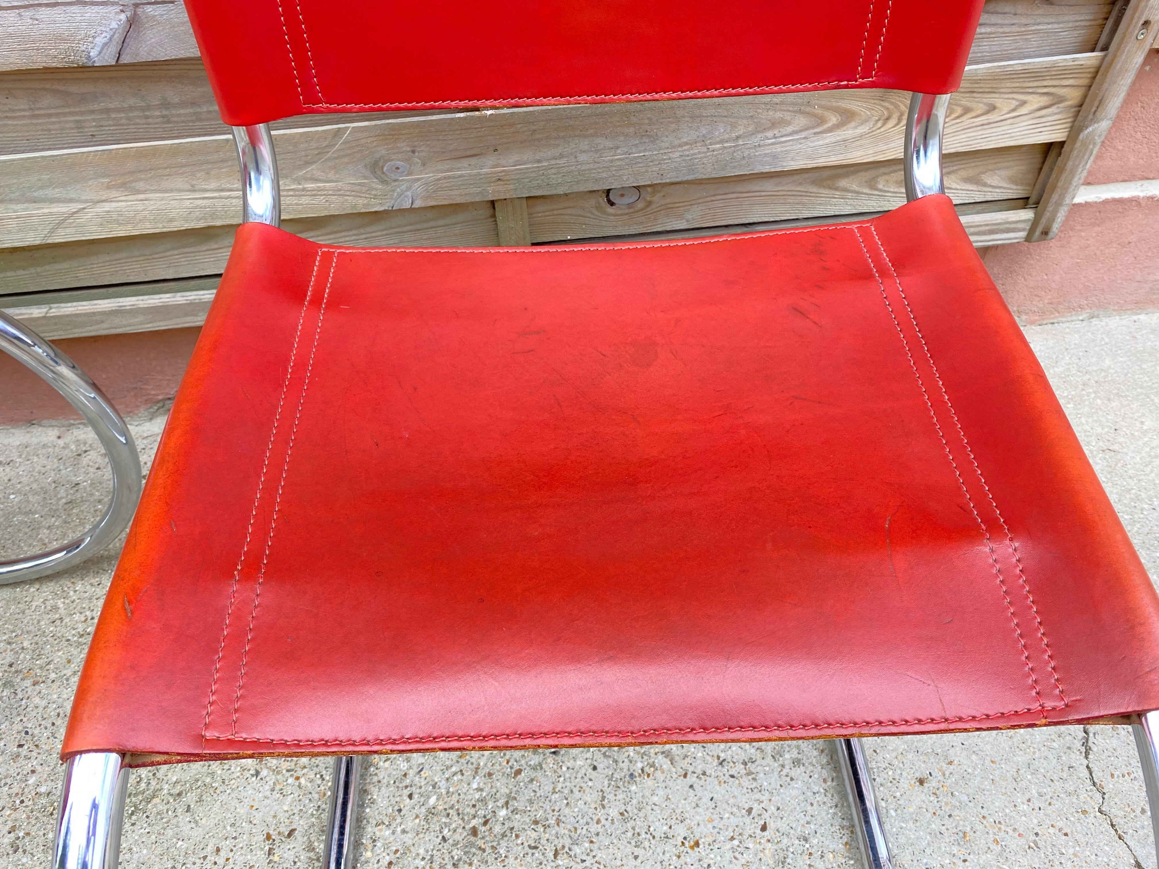 Pair of chairs MR 10 design Ludwig Mies Van Der Rohe vintage edition 90s