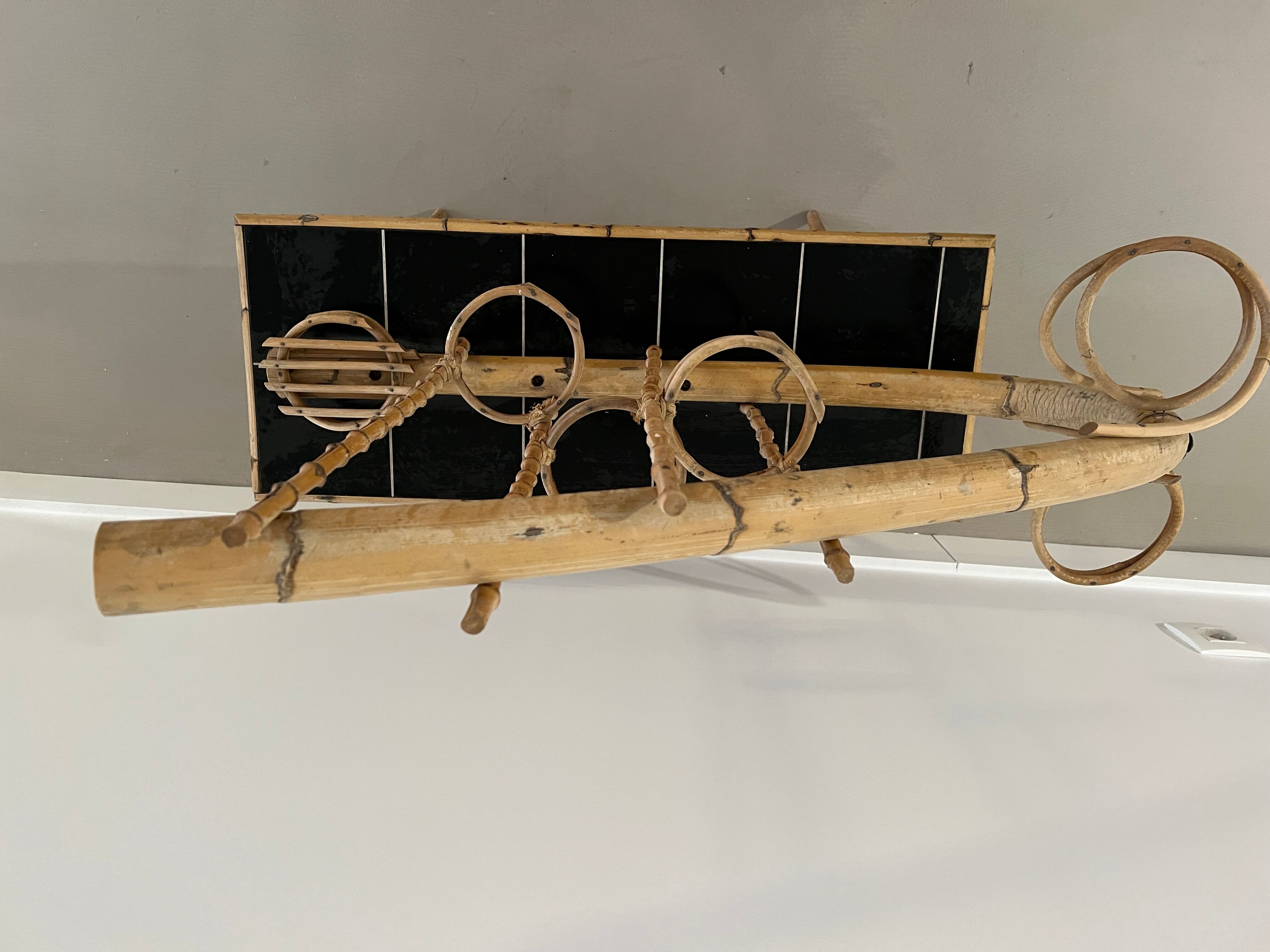 Vintage rattan plant door coffee table