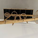 Table basse porte plante en rotin vintage