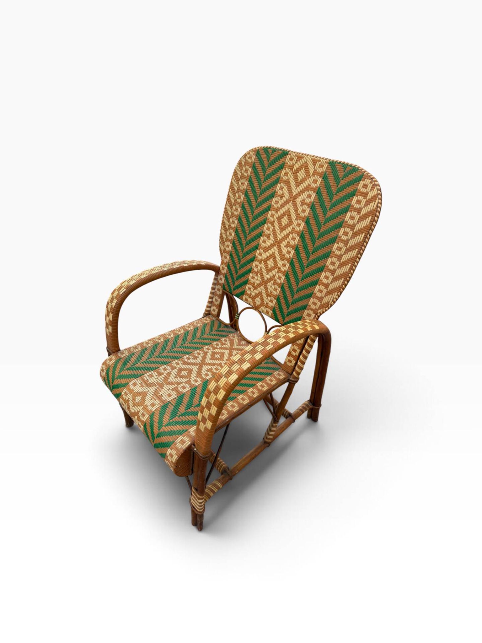 Fauteuils en rotin éclissé style Audoux Minet des années 50 F