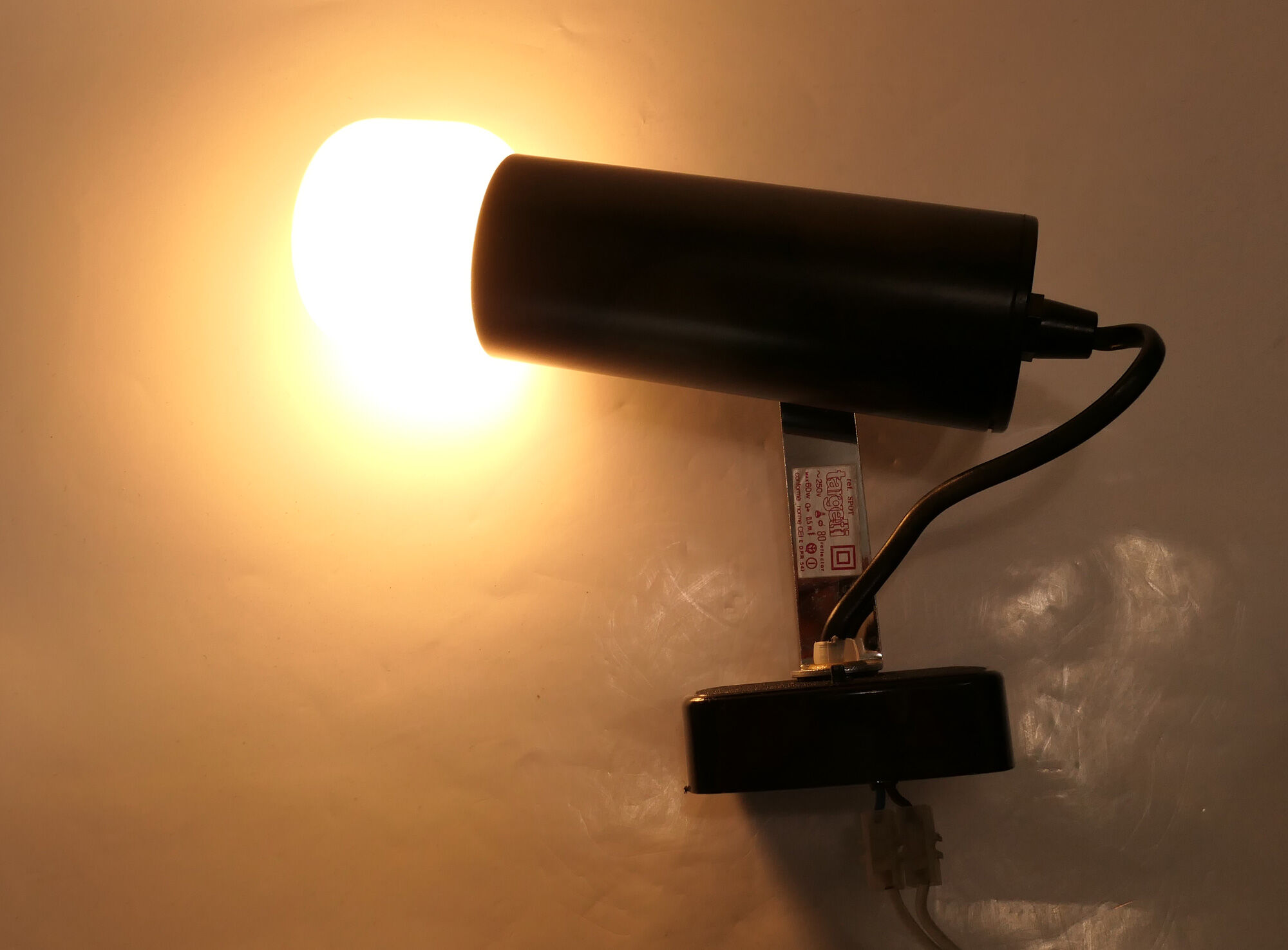 Wall lamp Targetti Sankey Italy 1970's Black