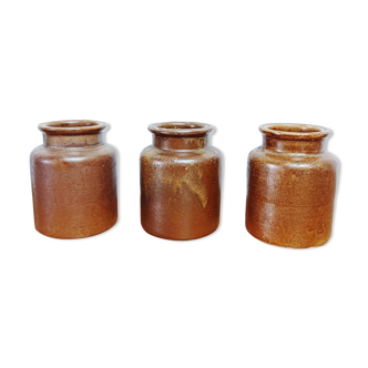 Lot de 3 anciens pots à moutarde en grès