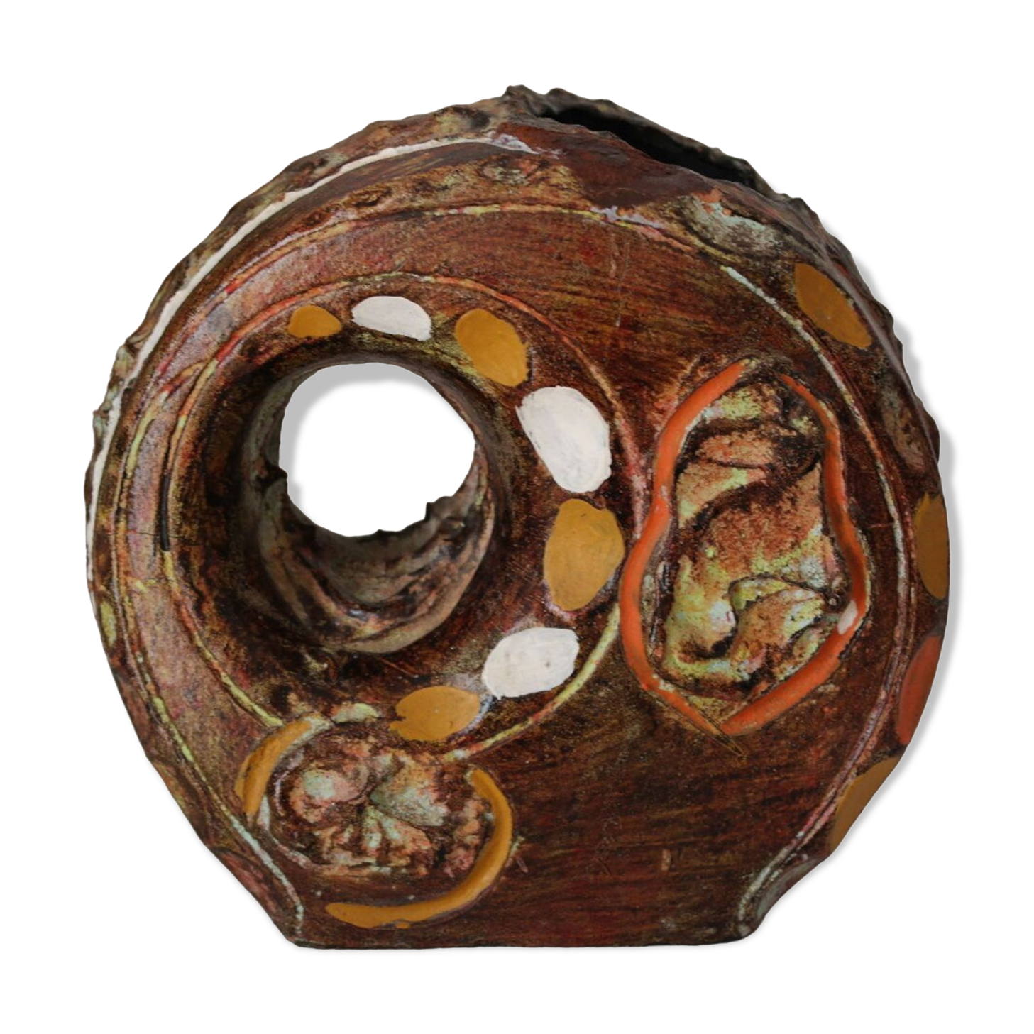 Ceramic vase with modernist bas-reliefs by Luigi Santi from the 1950s.