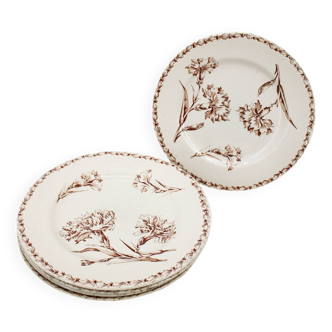 Five old flat plates from the 19th century, Terre de Fer from Lunéville