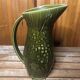 Old SARREGUEMINES Green Ceramic Pitcher Vintage Vines Decor