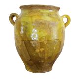 Grand pot à confit ancien français à glaçure jaune