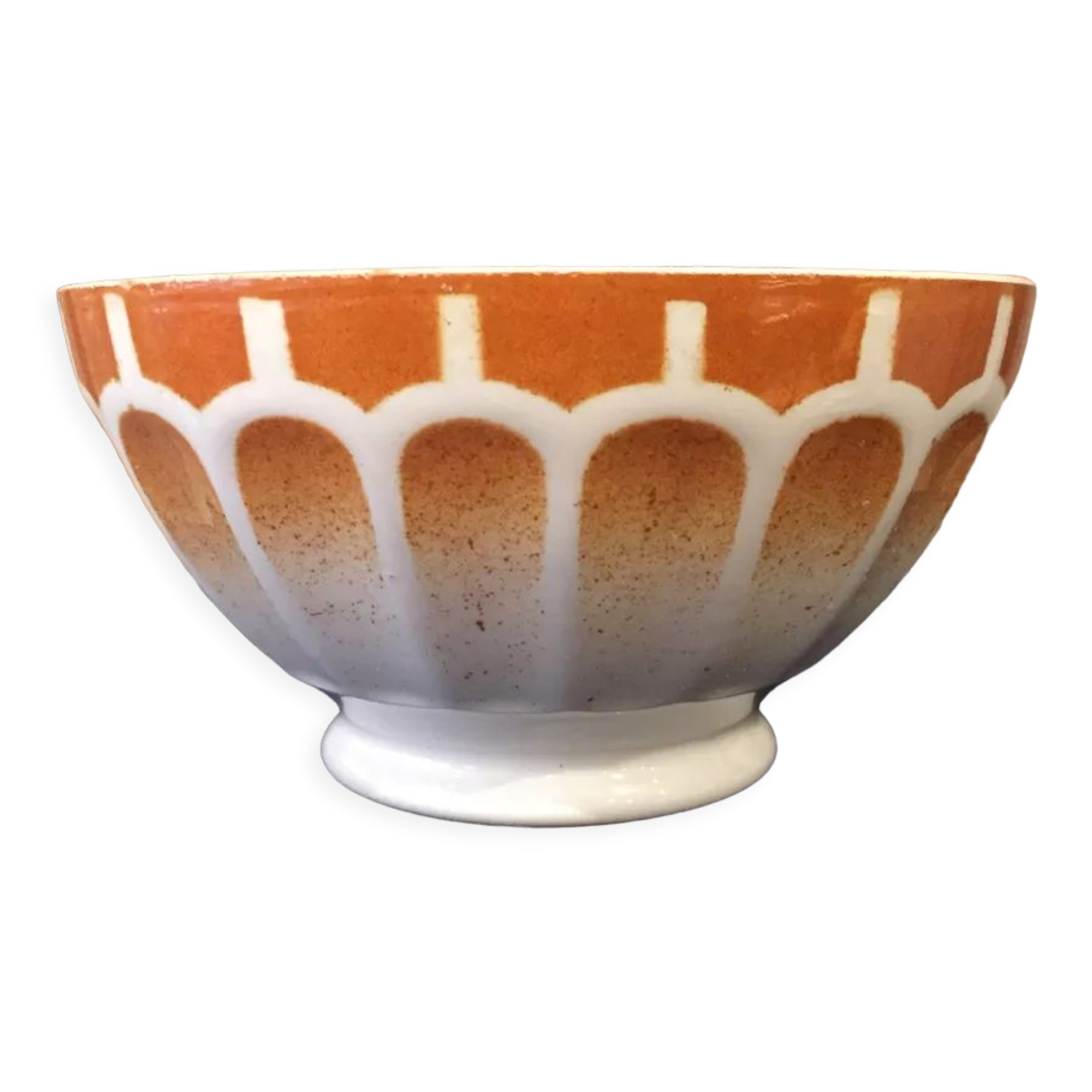 Faceted bowl white and orange digoin