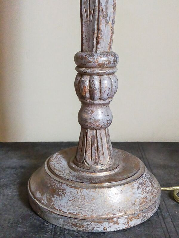 Pied de lampe bois tourné sculpté patiné ancien XIXème
