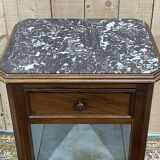 Nightstand in walnut and marble top, late 19th century
