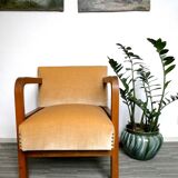 Art deco armchair in wood and velvet